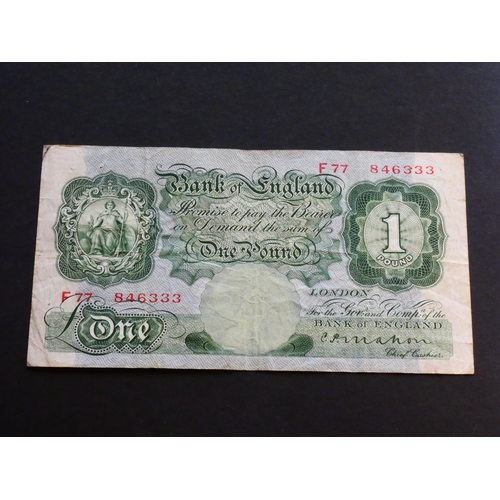 34 - GREAT BRITAIN - BANK OF ENGLAND. 1 Pound.  Sign. MAHON, B212 (BE41c), serial number F77 846333, VG