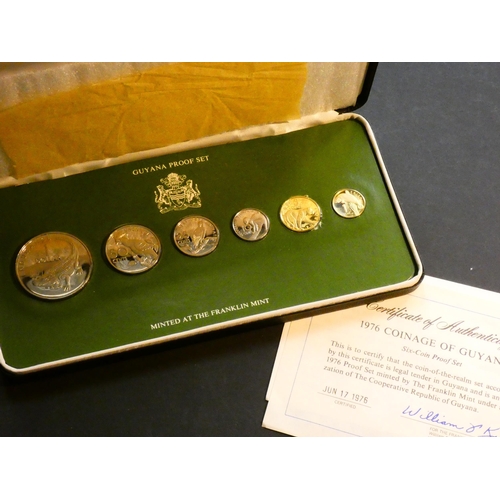 343 - GUYANA.  Proof set, 6 coins, 1976, 1 Cent to $1, FDC, cased.