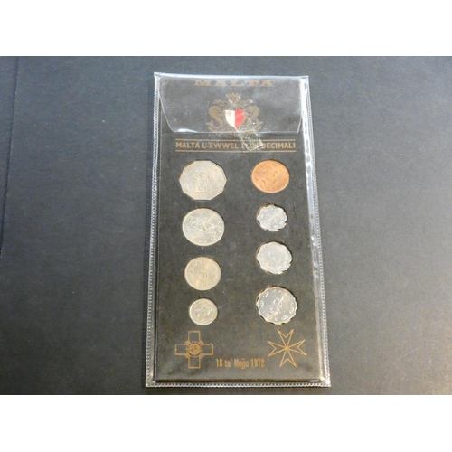 375 - MALTA.  Souvenir UNC set, 1972, 2 Mils to 50 Cents (8 coins) in card & vinyl sleeve, light marks.