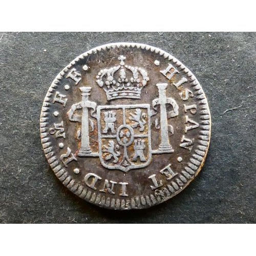 376 - MEXICO.  Charles III of Spain (1759-1788), silver ½ Real, 1781 Mo-F.F., KM69.2, F