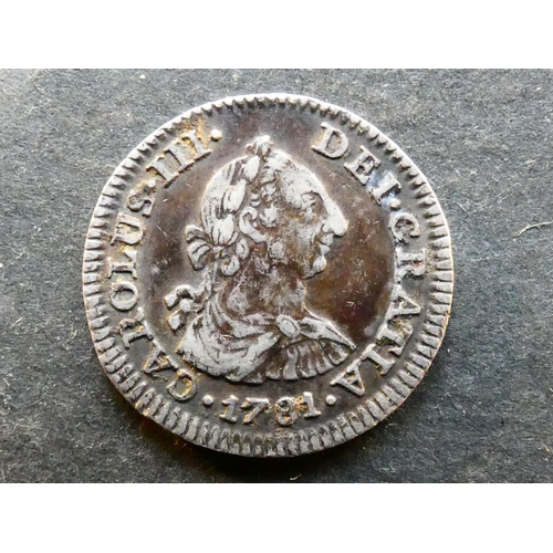 376 - MEXICO.  Charles III of Spain (1759-1788), silver ½ Real, 1781 Mo-F.F., KM69.2, F