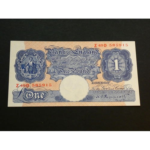 38 - GREAT BRITAIN – BANK OF ENGLAND.  1 Pound.  Sign. PEPPIATT, B249 (BE47E), serial number Z49D 585915,... 