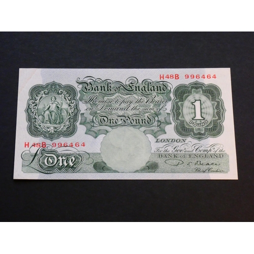 40 - GREAT BRITAIN – BANK OF ENGLAND.  1 Pound.  Sign. BEALE, B268 (BE54b), first series, serial number H... 