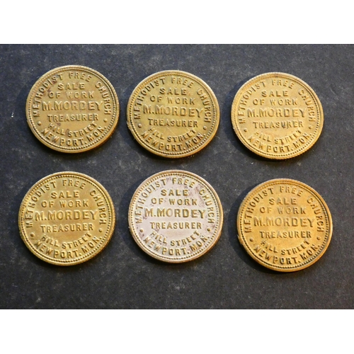 449 - CHURCH TOKENS.  Wales, circa 1920s, common obverse; METHODIST FREE CHURCH. NEWPORT – MON., SALE OF W... 