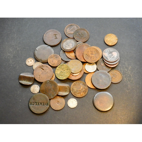 453 - COUNTERMARKED & ENGRAVED.  Small collection of British & foreign coins and tokens, countermarked or ... 