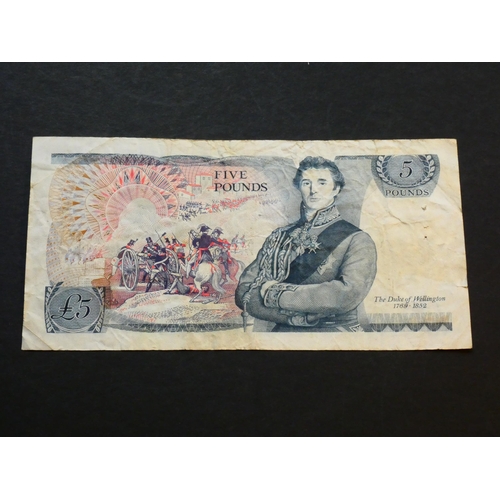 53 - GREAT BRITAIN – BANK OF ENGLAND.  5 Pounds.  Sign. PAGE, B333 (BE109b), replacement, serial number M... 