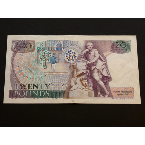 60 - GREAT BRITAIN – BANK OF ENGLAND.  20 Pounds.  Sign. SOMERSET, B351 (BE208c), serial number 02C 88274... 