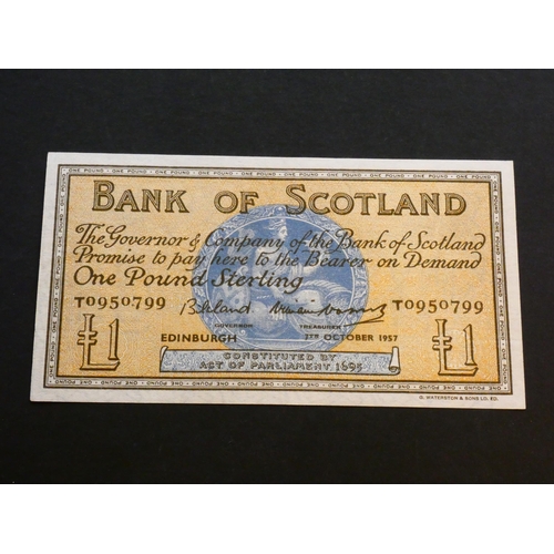 64 - SCOTLAND – Bank of Scotland.  1 Pound, 7.10.1957, sign. Lord BILSLAND & WILLIAM WATSON, BA99c (SC106... 