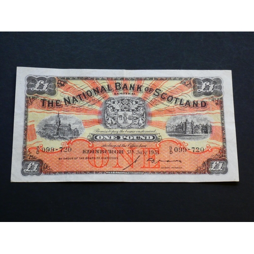 67 - SCOTLAND – National Bank of Scotland.  1 Pound, 5.7.1951, sign. J. A. BROWN, NA48 (SC503c, P-258b), ... 