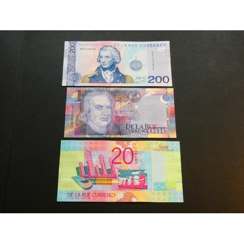 75 - BANKING EPHEMERA.  ATM Test notes, De La Rue & Co.; 1 Housenote, 1999, Isaac Newton / international ... 