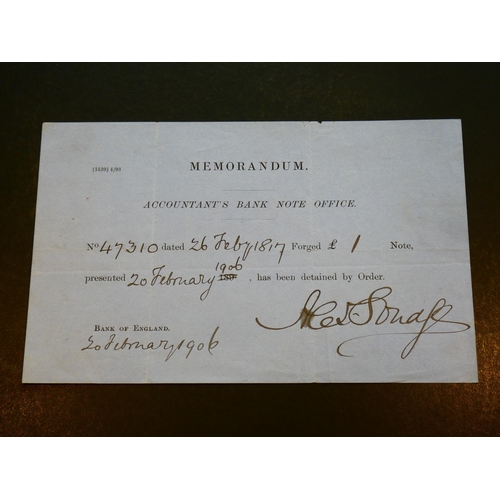 76 - BANKING EPHEMERA.  Bank of England internal memorandum, 20th February 1906, Accountant’s Bank Note O... 