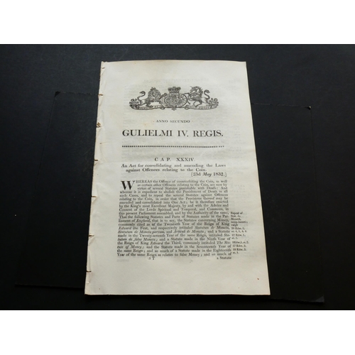 78 - ACT OF PARLIAMENT.  23rd May 1832, CAP XXXIV, pp.237-268 of Anno Secundo Gulielmi IV. Regis, “An Act... 