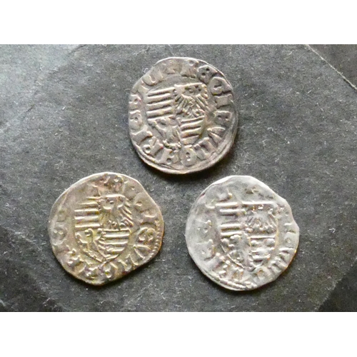 88 - MEDIAEVAL HUNGARY.  Sigismund of Luxembourg (1387-1437), silver Denier x3, obverse MON SIGISMVNDI, d... 