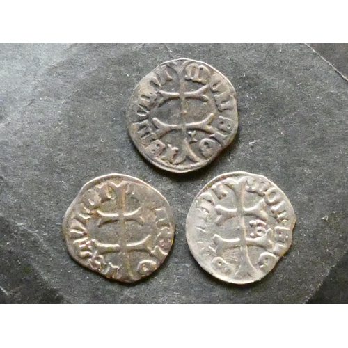 88 - MEDIAEVAL HUNGARY.  Sigismund of Luxembourg (1387-1437), silver Denier x3, obverse MON SIGISMVNDI, d... 