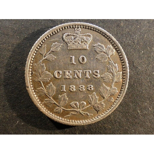 22 - COINS - CANADA.  Victoria (1837-1901), silver 10 Cents, 1888, KM3, VF