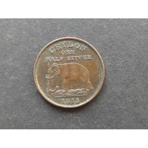 23 - COINS - CEYLON.  British Colony. George III (1759-1820), copper ½ Stiver, 1815, KM80, VF, small scra... 