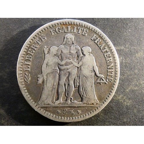 29 - COINS - FRANCE. Second Republic (1848-1851), silver 5 Francs, 1849 A, Paris mint, KM756.1, VG.