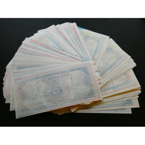 3 - BANKNOTES - CHINA.  Bundle of 130 large multi-coloured joss money fantasy 