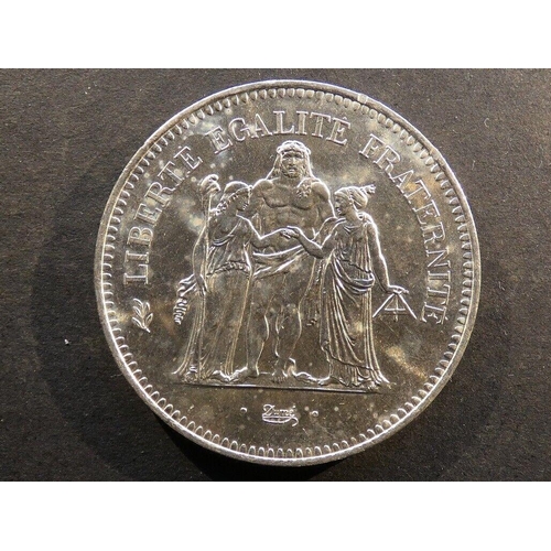 39 - COINS - FRANCE.  Fifth Republic (1958-), silver 50 Francs, 1979, KM941.1, AUNC, light spotting conta... 