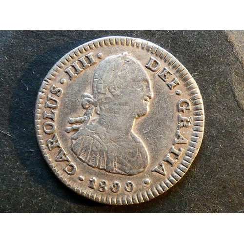 48 - COINS - MEXICO.  Charles IV of Spain (1788-1808), silver 1 Real, 1800 Mo-F.M., Mexico City mint, ass... 