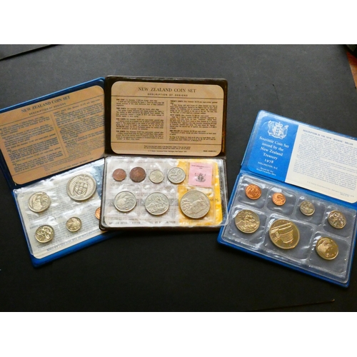 51 - COINS - NEW ZEALAND.  Elizabeth II (1952-2022), UNC Mint sets x3; 1977, 1978 & 1979, each 1c to $1, ... 