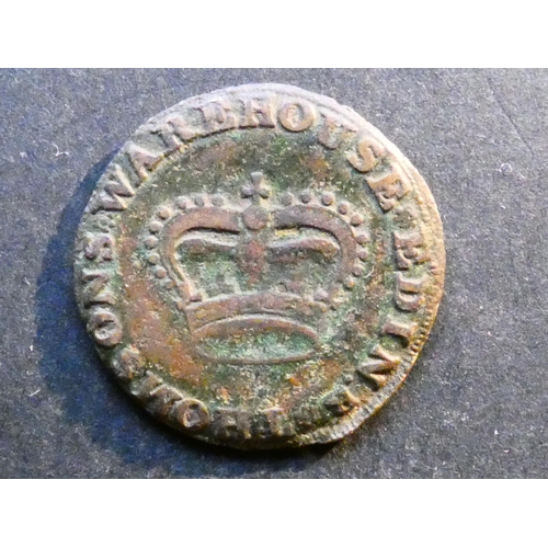75 - TOKENS - 18th CENTURY.  Scotland, Lothian, Edinburgh, Farthing, obverse; THOMSONS WAREHOUSE EDINR, s... 