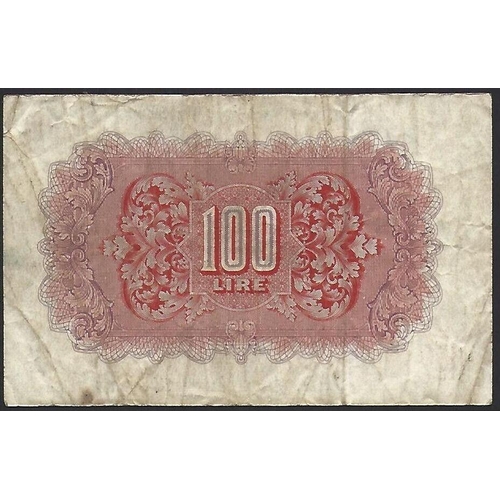 27 - LIBYA.  British Occupation, WWII, MILITARY AUTHORITY IN TRIPOLITANIA, 100 Lire, ND(1943), P-M6a, F+