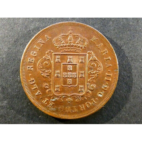 332 - MADEIRA.  10 Reis, 1842, KM2, GVF, flan flaws, small eks.