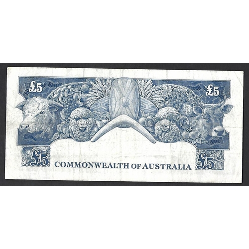 8 - AUSTRALIA.  5 Pounds, ND(1960-1965), sign. COOMBS-WILSON, P-35a, F