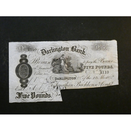 11 - GREAT BRITAIN.  DARLINGTON BANK, for Jonathan Backhouse & Company, 5 Pounds, 22nd October 1895, cut-... 