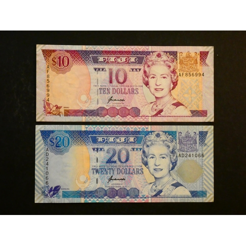 33 - FIJI.  10 Dollars, ND(1996) sign. Jone Yavala Kubuabola, P-98b & $20, ND(1996) sign. Jone Yavala Kub... 