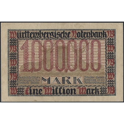 37 - GERMAN STATES.  Württemberg, inflationary period, 100 000 Mark, 15th June 1923, P-S985, NVF, centre ... 