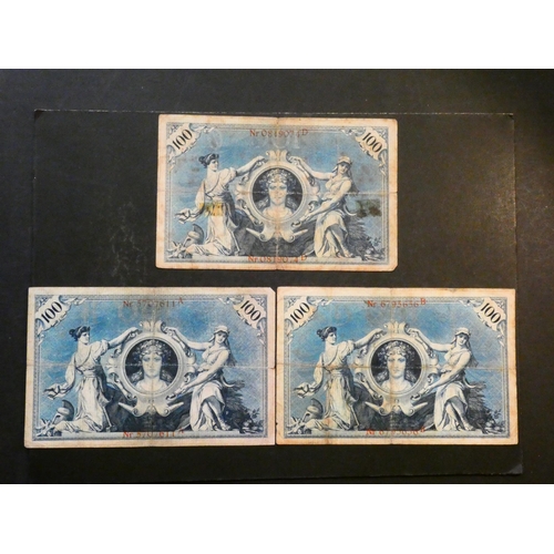 38 - GERMANY.  100 Mark, 1st July 1898, P-20a, together with 100 Mark, 17th April 1903, P-22, and 100 Mar... 