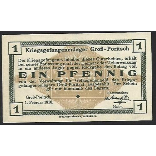 46 - GERMANY.  Prisoner of War camp money, Gross-Poritsch (Velke Porici in Czech Republic), 1, 2 & 5 Pfen... 