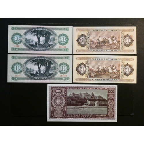 57 - HUNGARY.  100 Pengo, 5th April 1940, without watermark, P-111b, together with 2x 10 Forint, 28th Oct... 