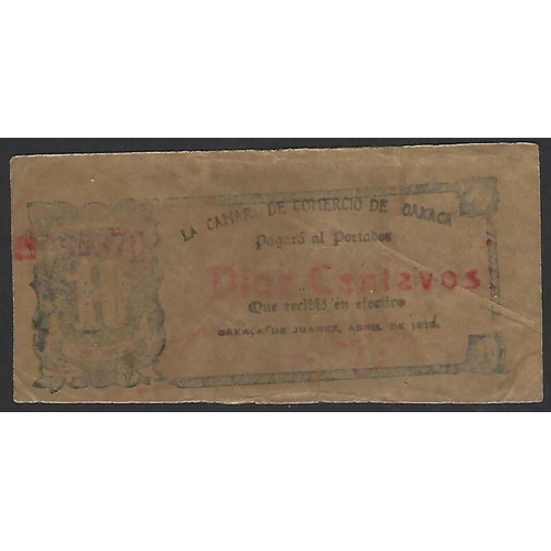 68 - MEXICO.  Oaxaca, revolutionary issue, LA CAMAR DE COMERCIO DE OAXACA, 10 Centavos, April 1915, VG, t... 