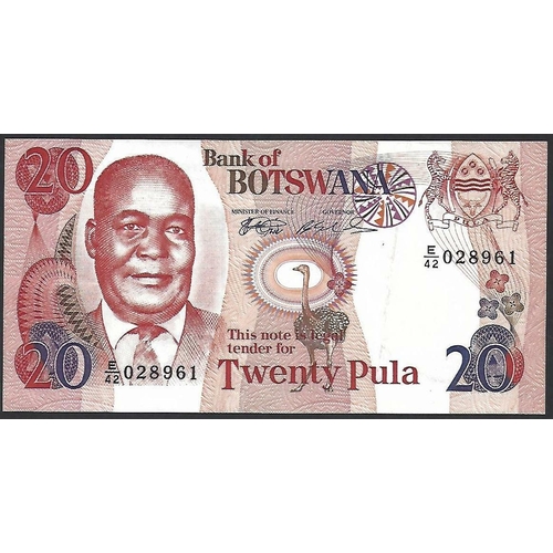 93 - WORLD - AFRICA.  Small collection, including BOTSWANA, 20 Pula, ND(1999), signatures; Ponatshego H. ... 