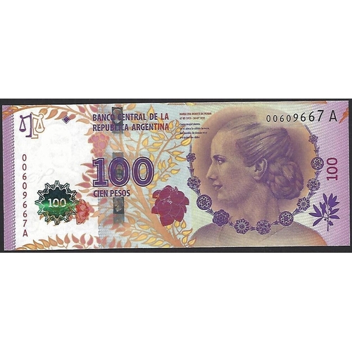 1 - COLLECTION.  Americas, small collection, including ARGENTINA,  100 Pesos, ND(2012), Eva Peron commem... 