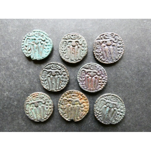 149 - MEDIAEVAL CEYLON.  Kandy, Bhuvanaika Bahu II (1273-1302), small collection of bronze Kahavanu, avera... 