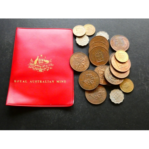 159 - COLLECTION.  Australia, Mint Set, 1983, 1c to 50c in red vinyl wallet, together with Guernsey, 8 Dou... 