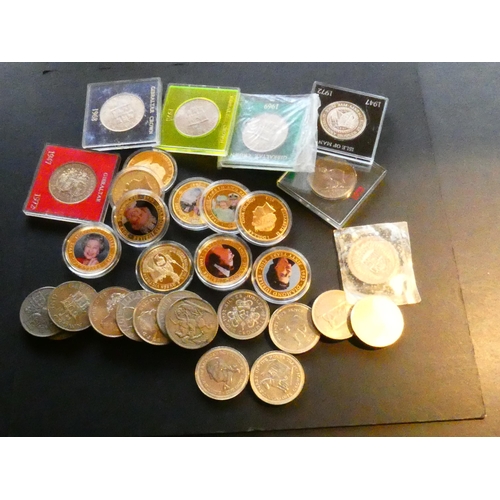 160 - COLLECTION.  World crown-sized coins, including United Kingdom, Crown & 25 Pence (1951, 1953, 1965, ... 