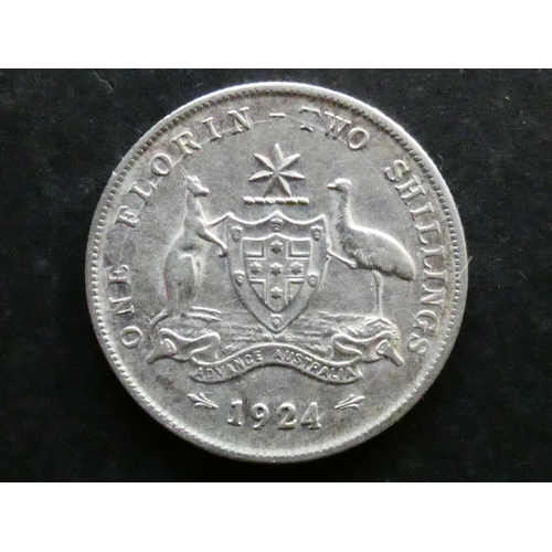 173 - AUSTRALIA.  Florin, 1924, KM27, F/NVF