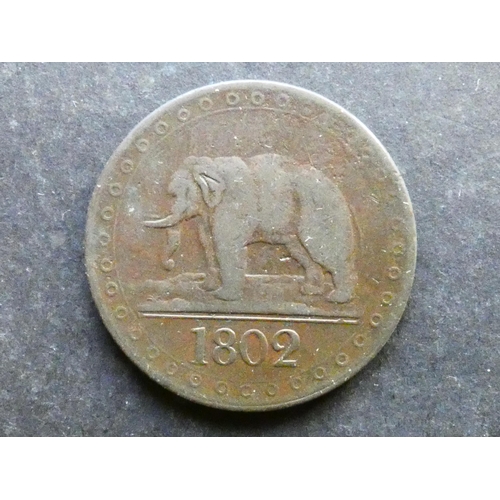 198 - CEYLON.  1/48 Rixdollar, 1802, milled issue, elephant left, KM75, VG