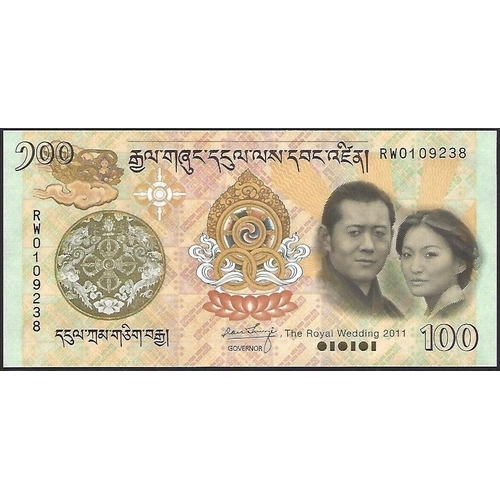 2 - COLLECTION.  Asia, small collection, including BHUTAN, Jigme Khesar Namgyel Wangchuk (2006-),  100 N... 