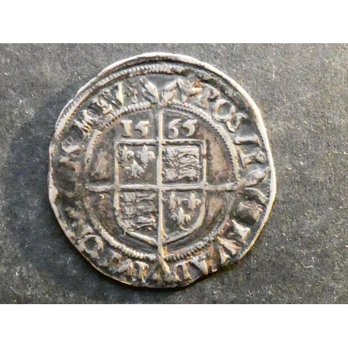 230 - ENGLAND.  Elizabeth I (1558-1603), silver Sixpence, 1565, 3rd coinage, small bust, mintmark pheon, S... 