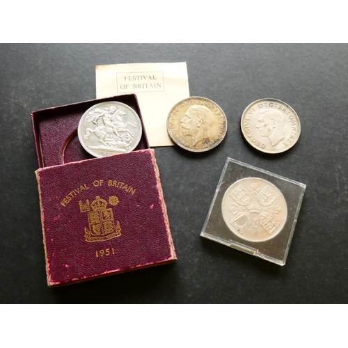 233 - UNITED KINGDOM.  Crown. 1935 Silver Jubilee, toned, together with 1937 Coronation, 1951 Festival of ... 