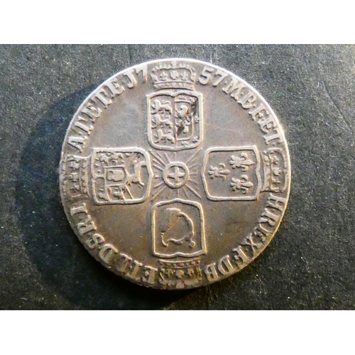 238 - UNITED KINGDOM.  Sixpence.  1757, S-3711, F+, small flan flaw on reverse.