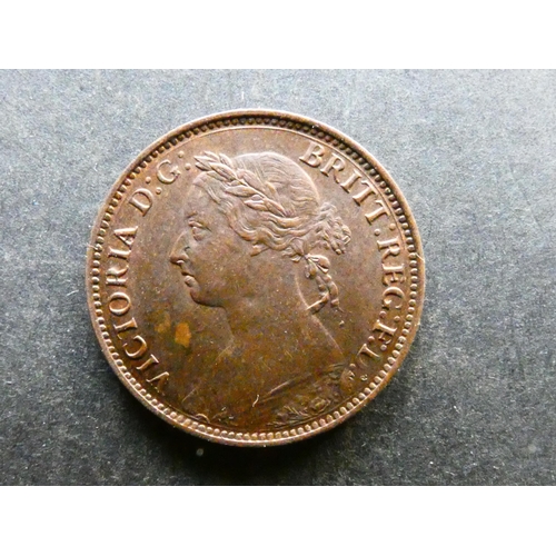 246 - UNITED KINGDOM.  Farthing.  1894, S-3958, EF, trace lustre, small bruise on neck.