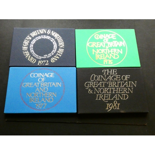 265 - UNITED KINGDOM.  Proof Sets.  1972, 1975, 1977 & 1981, NFDC, light toning.  (4)