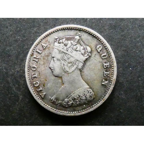 281 - HONG KONG.  10 Cents, 1863, KM6.1, F/GF